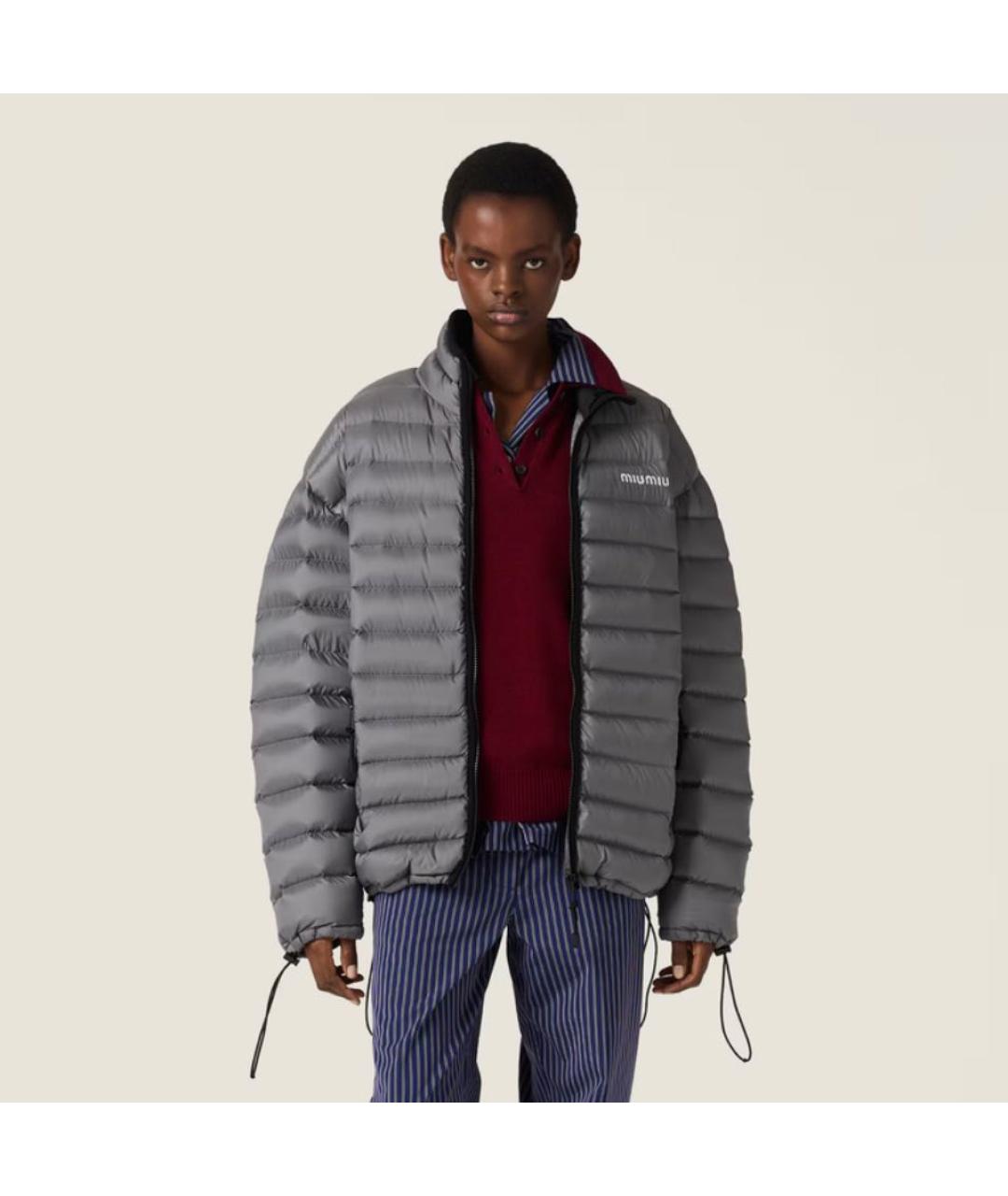 MIU MIU Серая полиэстеровая куртка, фото 3
