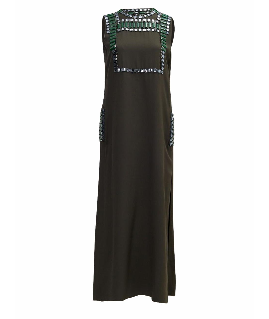 LANVIN Хаки вискозное вечернее платье, фото 1