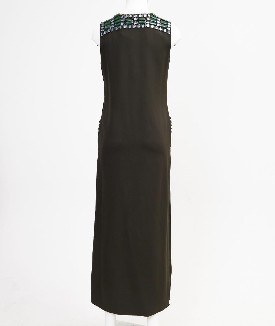 LANVIN Хаки вискозное вечернее платье, фото 2