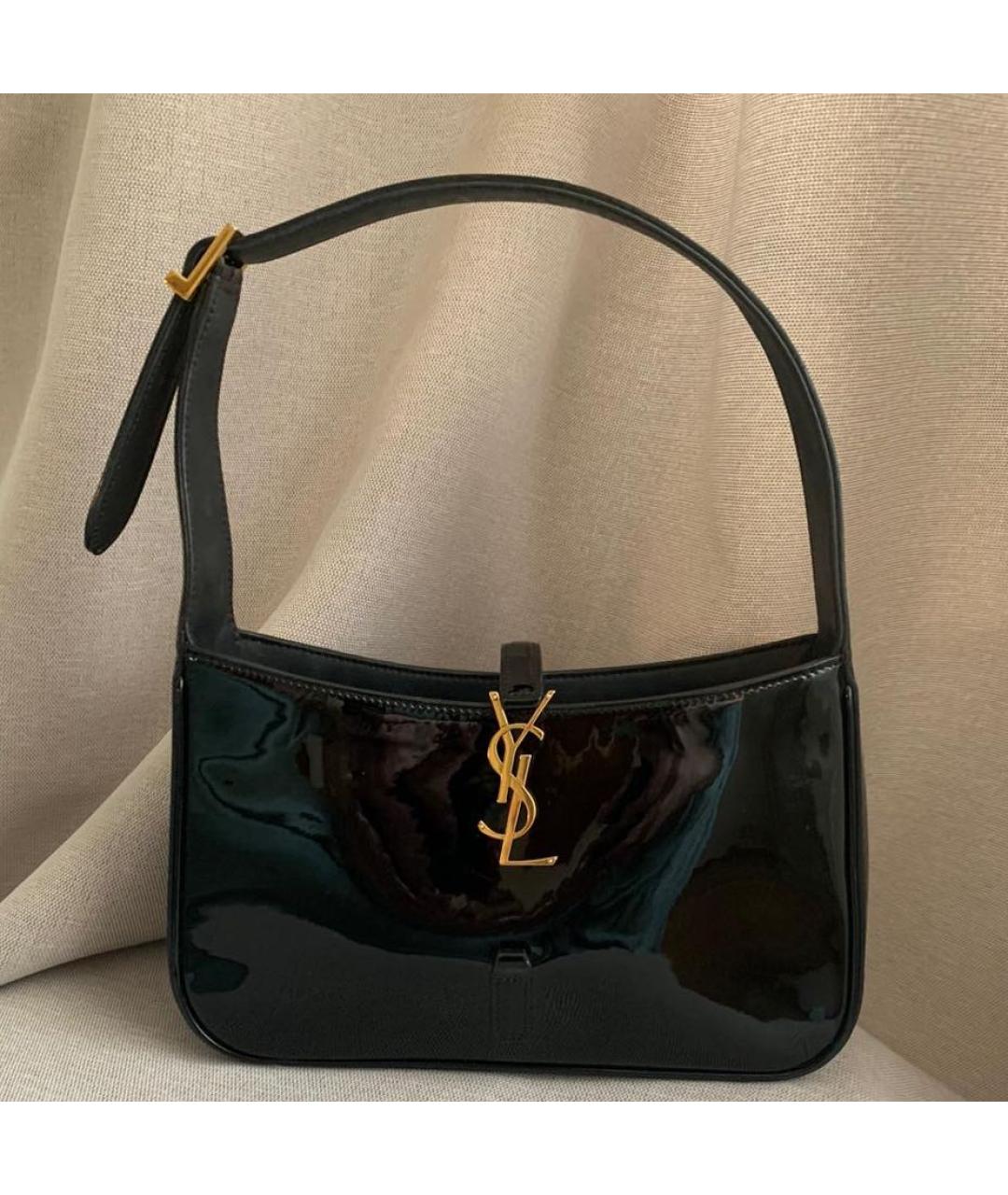 SAINT LAURENT Черная сумка с короткими ручками из лакированной кожи, фото 3