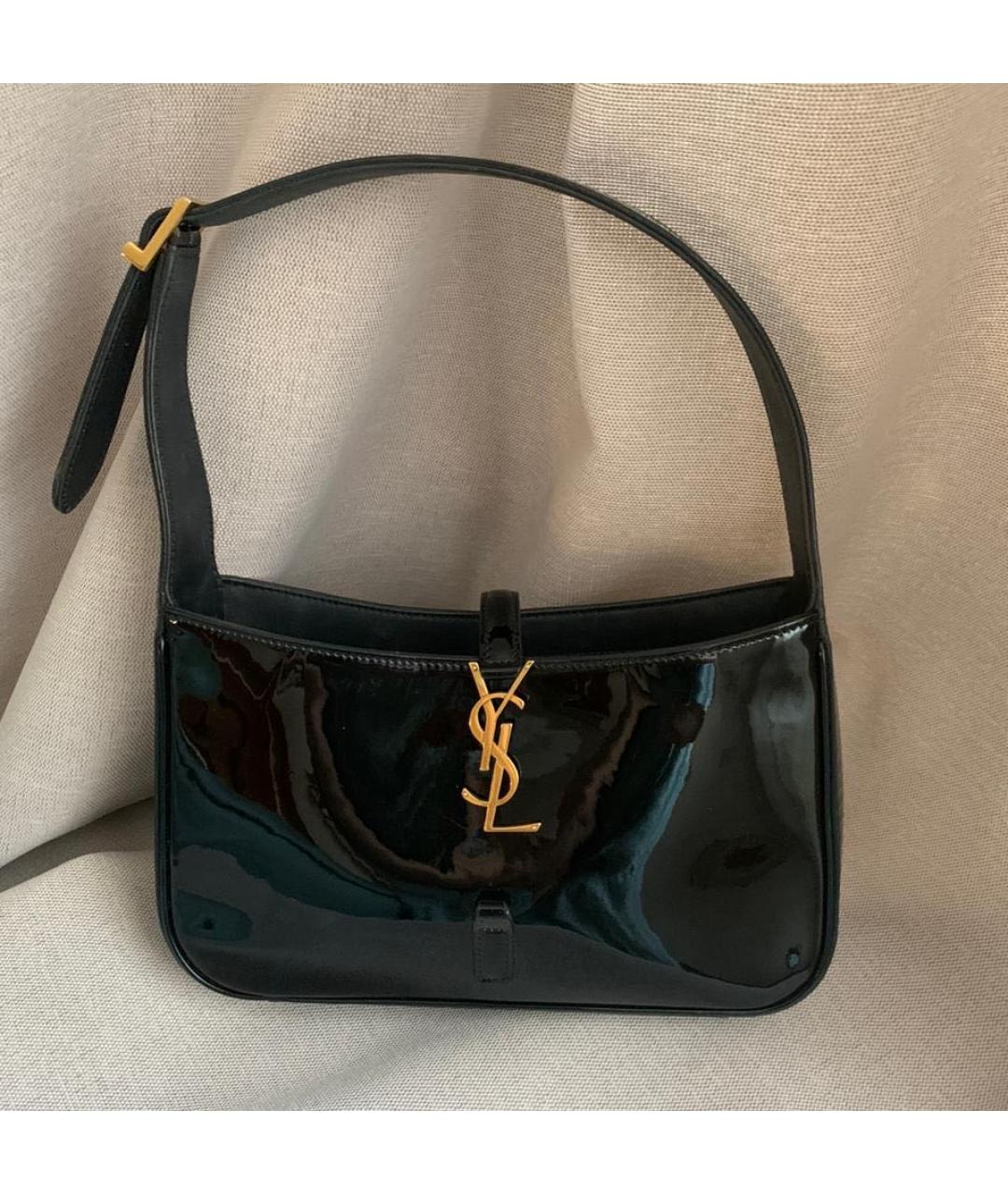 SAINT LAURENT Черная сумка с короткими ручками из лакированной кожи, фото 5