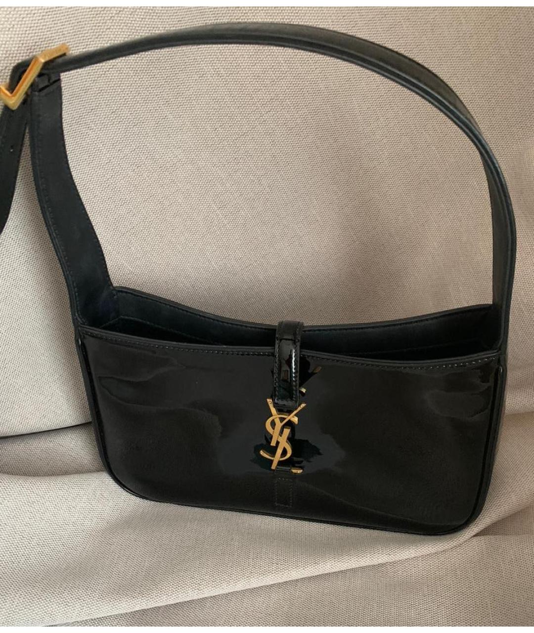 SAINT LAURENT Черная сумка с короткими ручками из лакированной кожи, фото 2