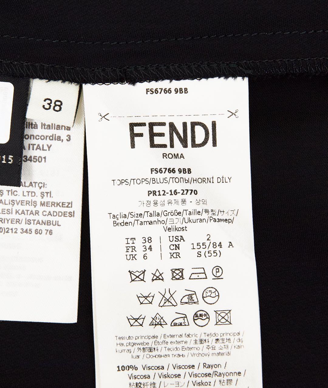 FENDI Черная вискозная блузы, фото 4