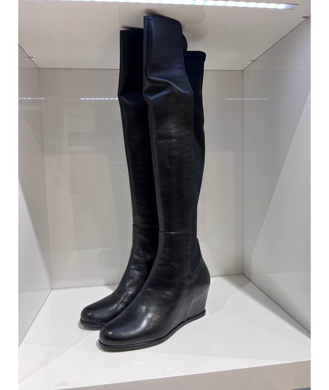 STUART WEITZMAN Черные кожаные сапоги, фото 4