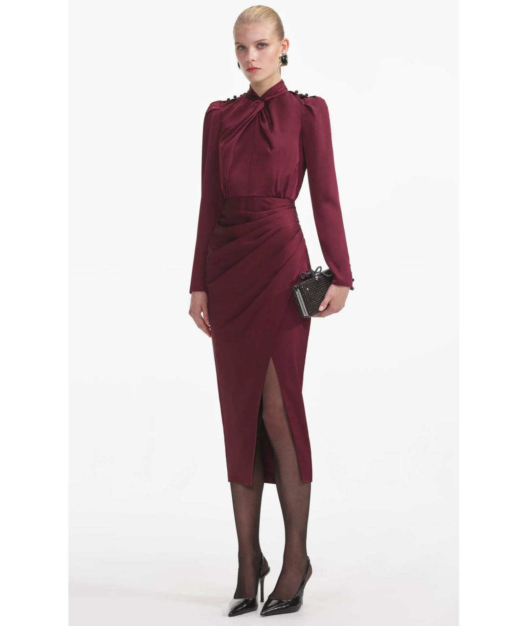 SELF-PORTRAIT Бордовое коктейльное платье, фото 8
