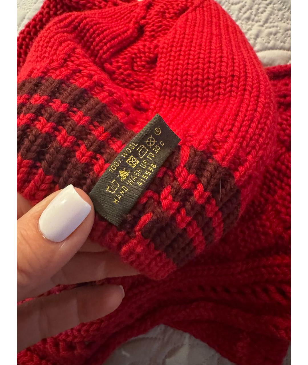 LOUIS VUITTON Красная шерстяная шапка, фото 2