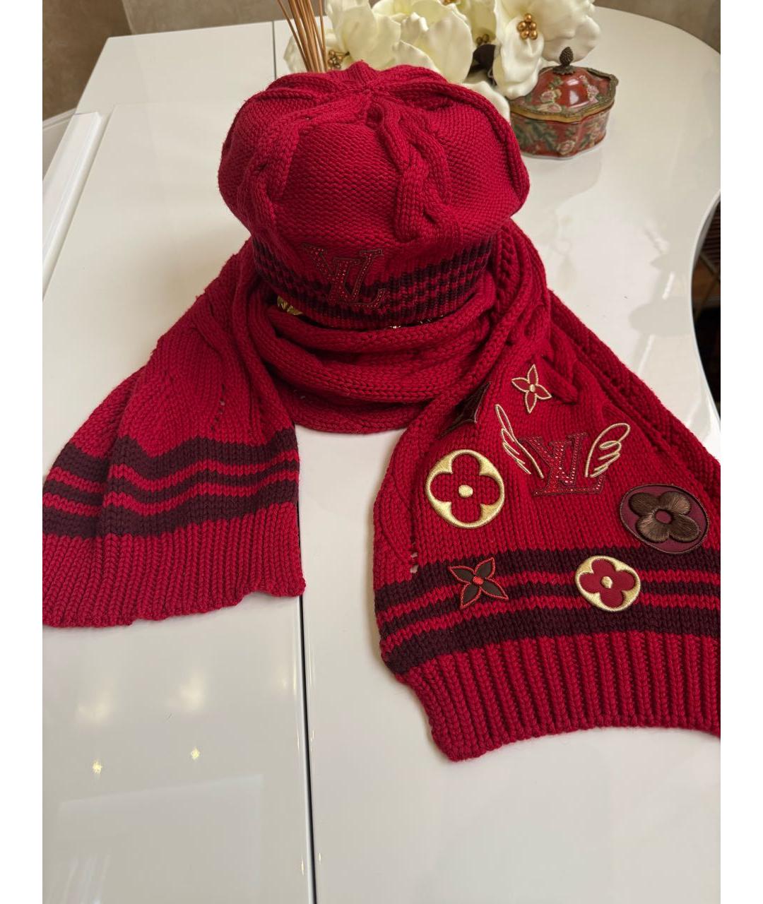 LOUIS VUITTON Красная шерстяная шапка, фото 9