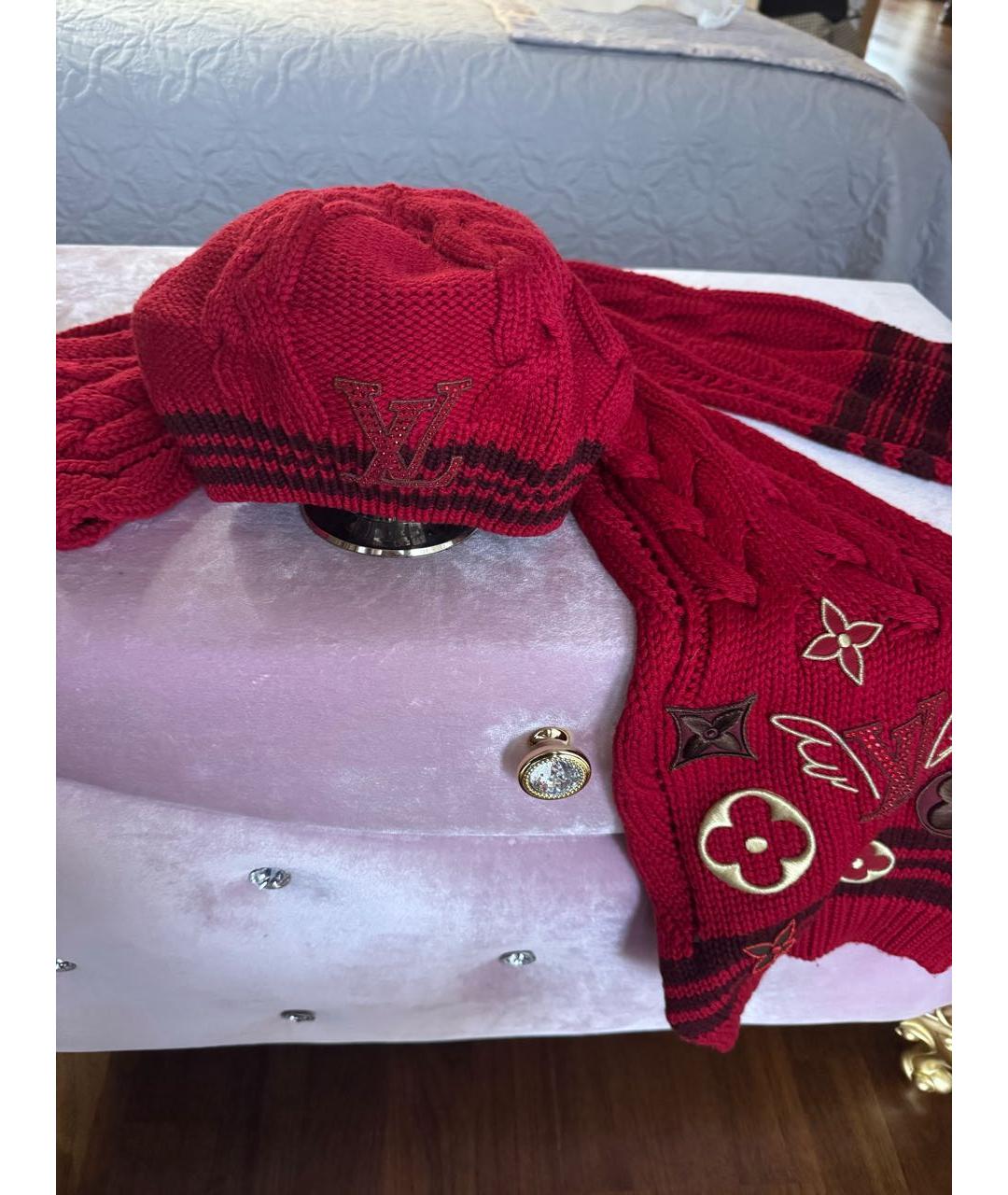 LOUIS VUITTON Красная шерстяная шапка, фото 5