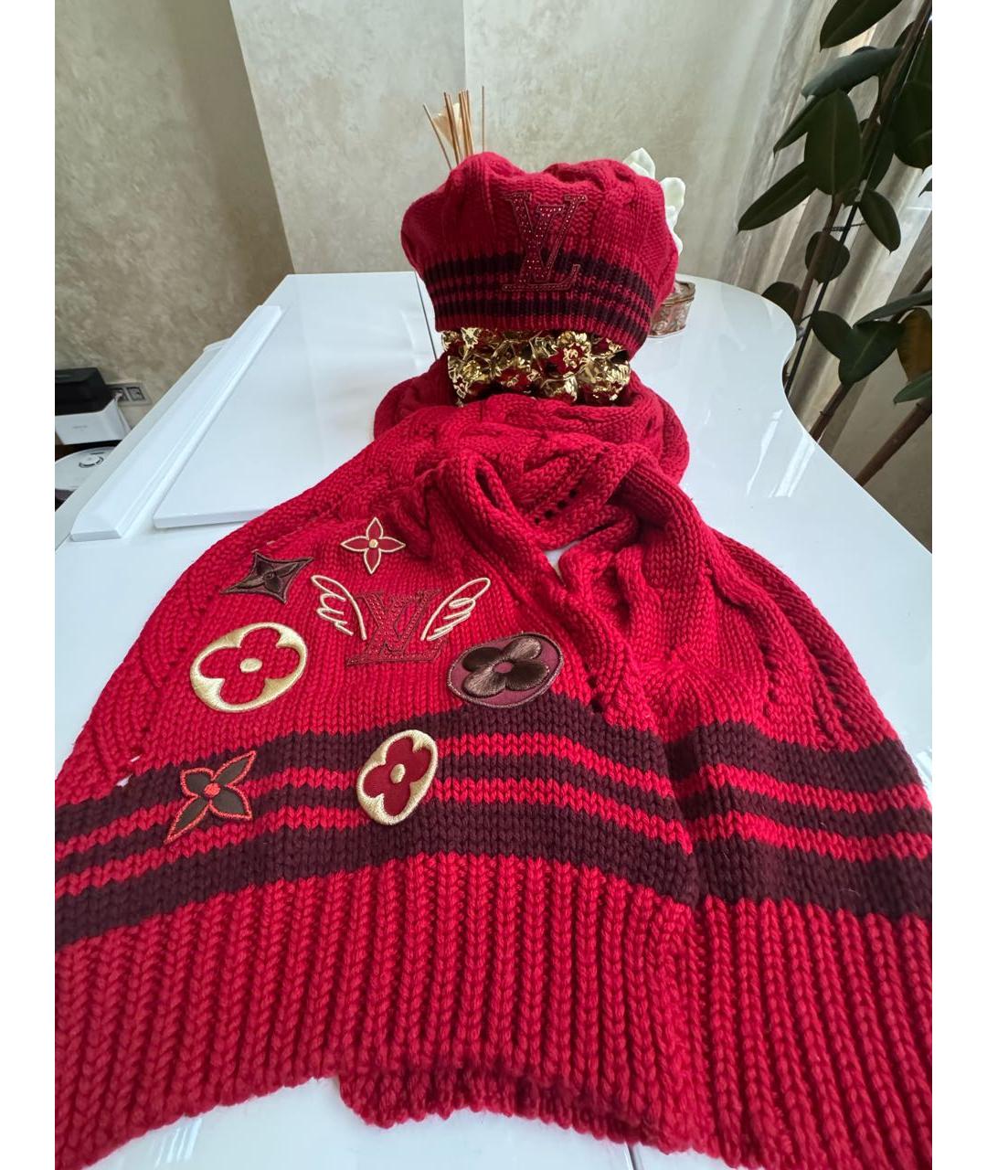 LOUIS VUITTON Красная шерстяная шапка, фото 4