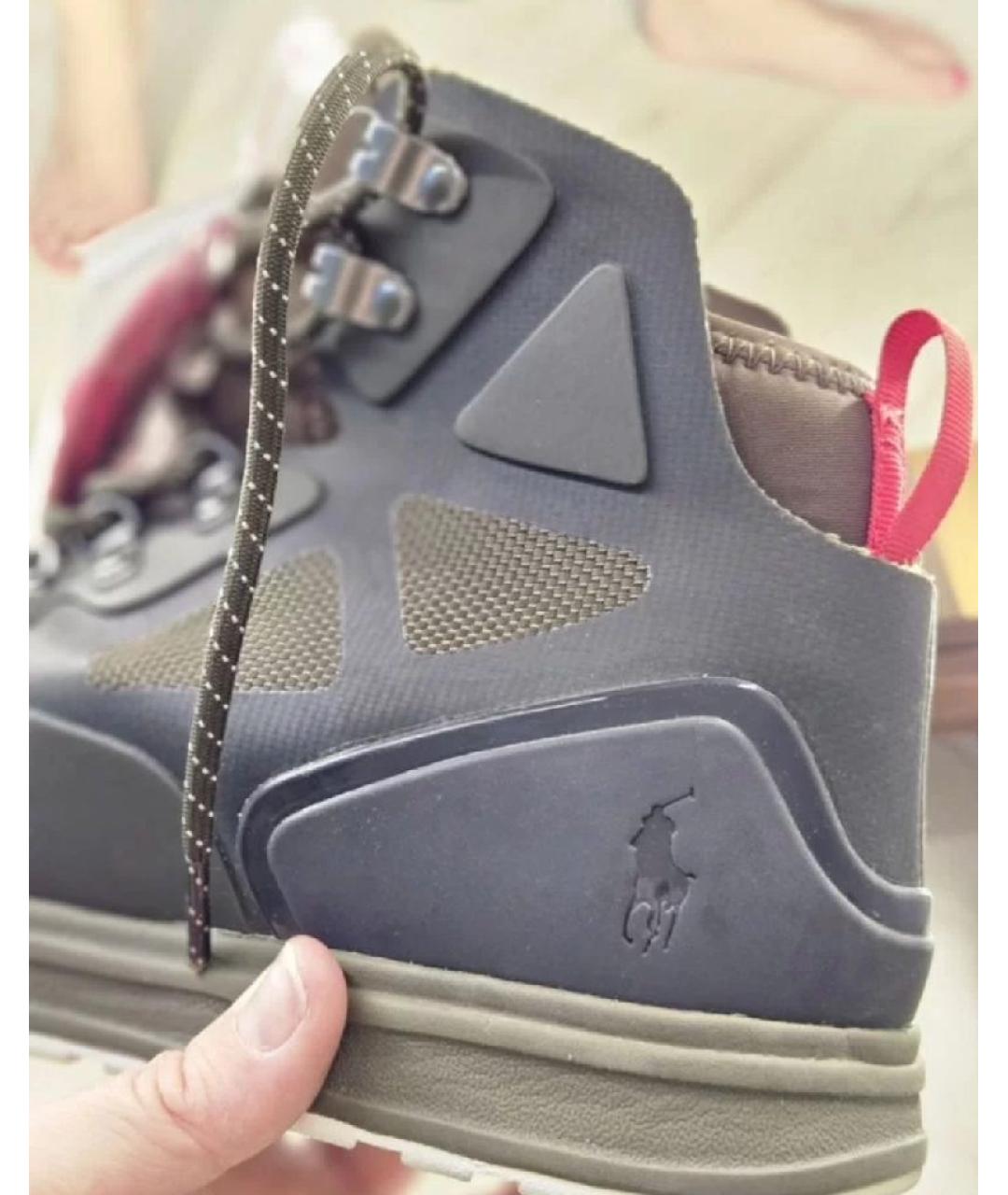RALPH LAUREN Хаки текстильные высокие кроссовки / кеды, фото 8