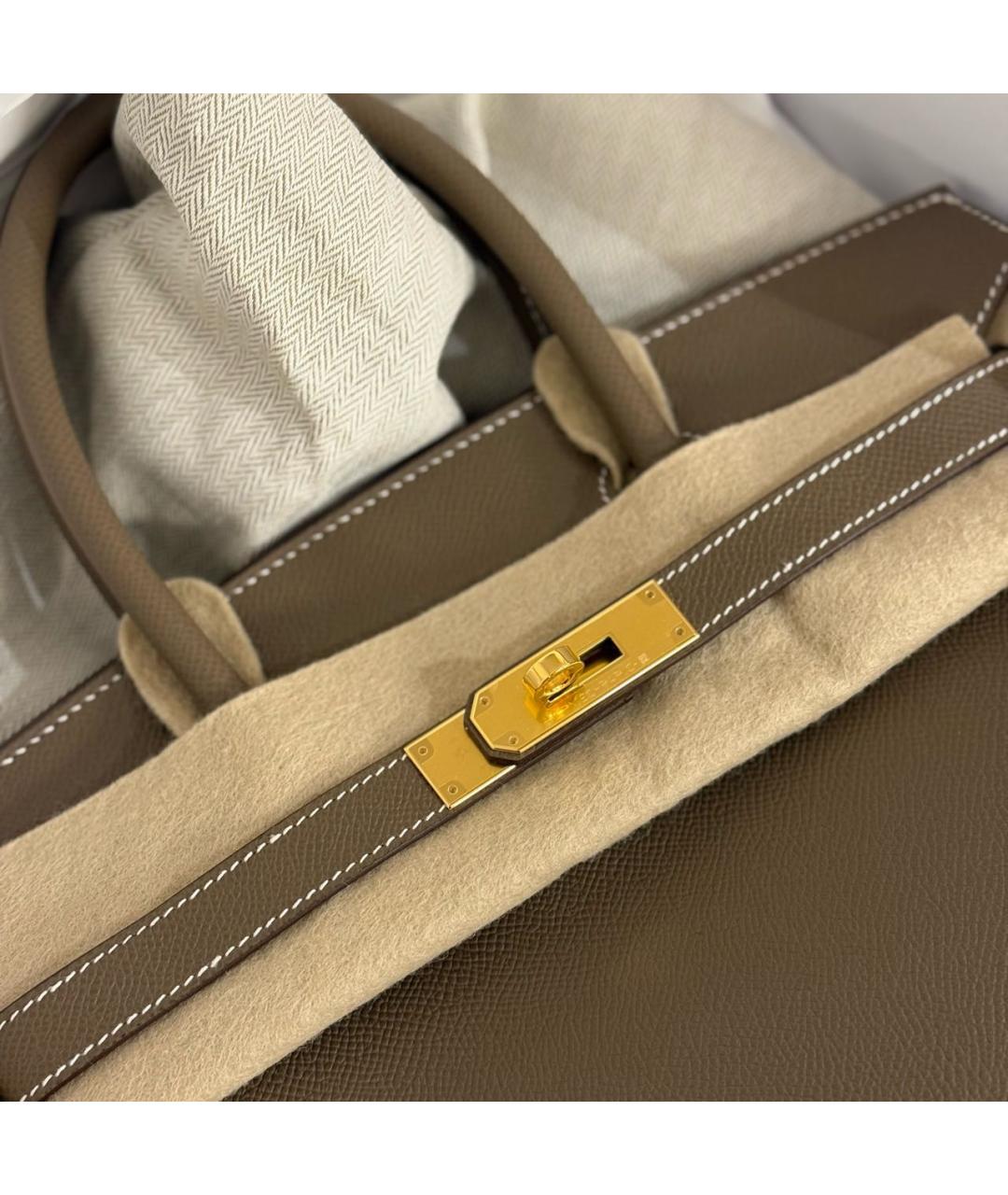 HERMES Коричневая кожаная сумка с короткими ручками, фото 2