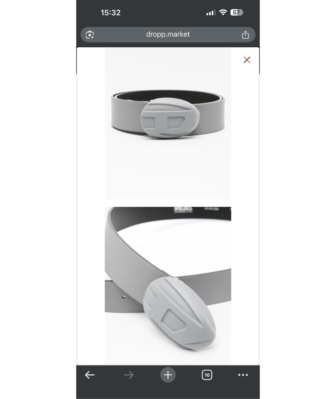 DIESEL Серый кожаный ремень, фото 6