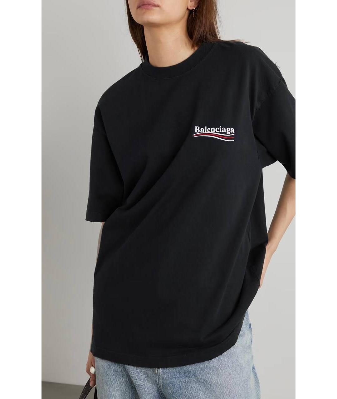 BALENCIAGA Черная хлопковая футболка, фото 3