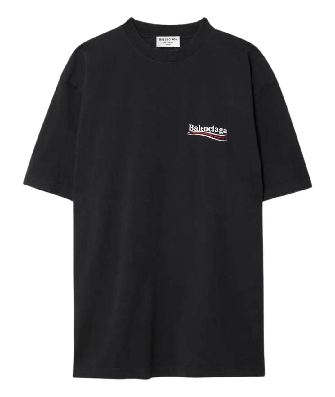 BALENCIAGA Черная хлопковая футболка, фото 1