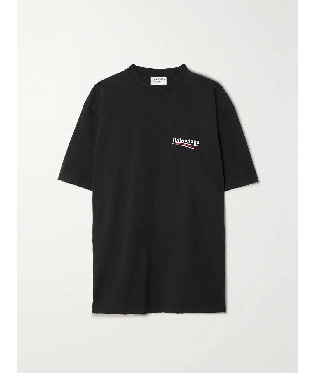 BALENCIAGA Черная хлопковая футболка, фото 4