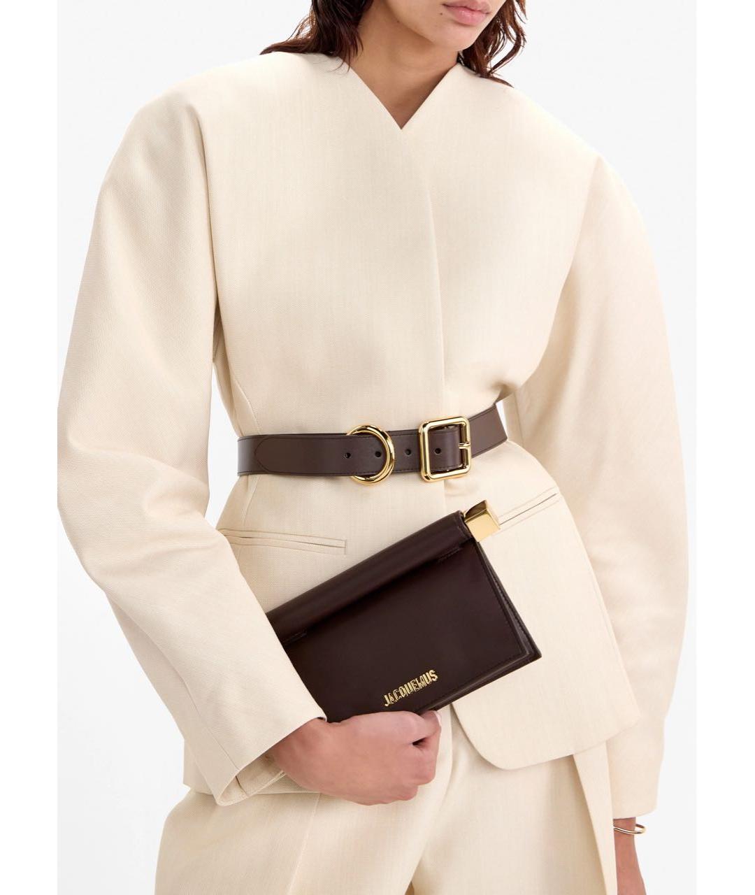 JACQUEMUS Коричневая кожаная сумка через плечо, фото 3