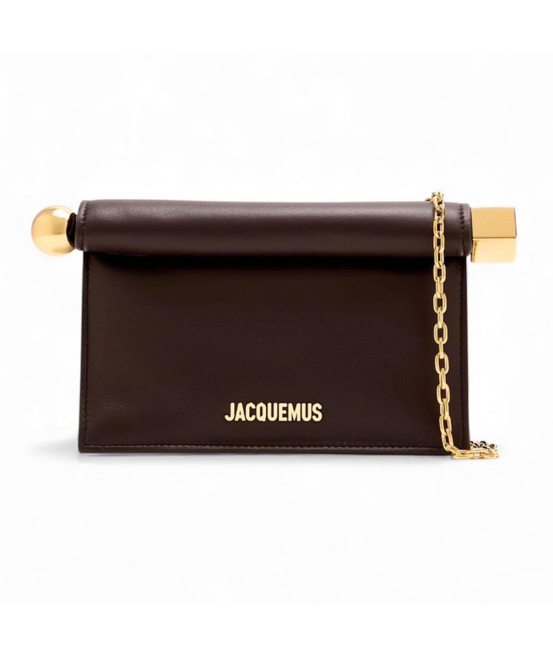 JACQUEMUS Коричневая кожаная сумка через плечо, фото 5