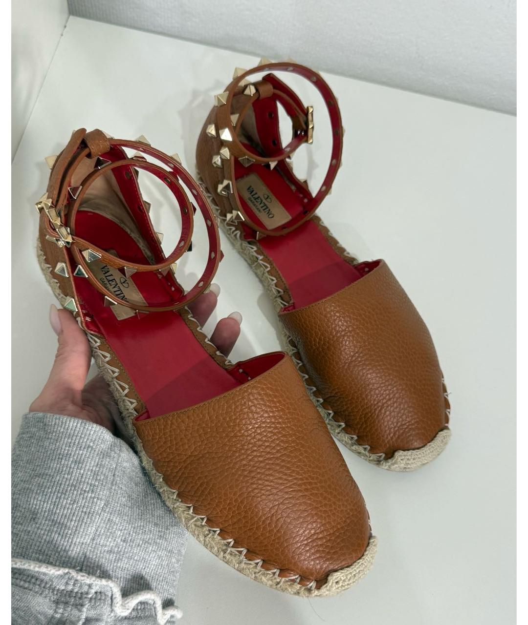VALENTINO Коричневые кожаные эспадрильи, фото 4