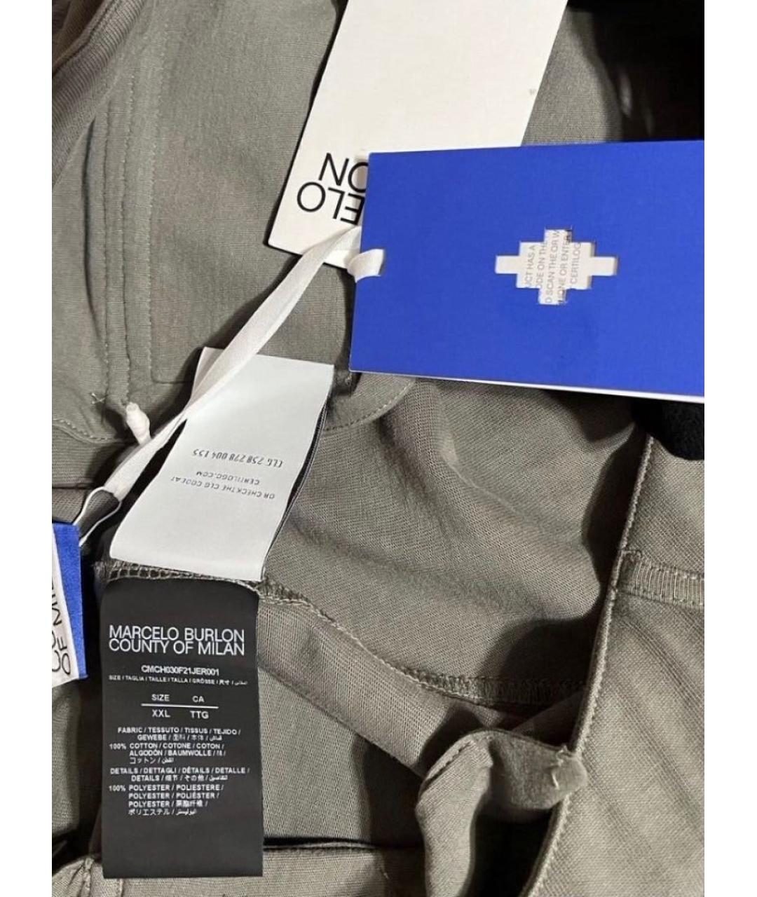 MARCELO BURLON Хаки хлопковые повседневные брюки, фото 7