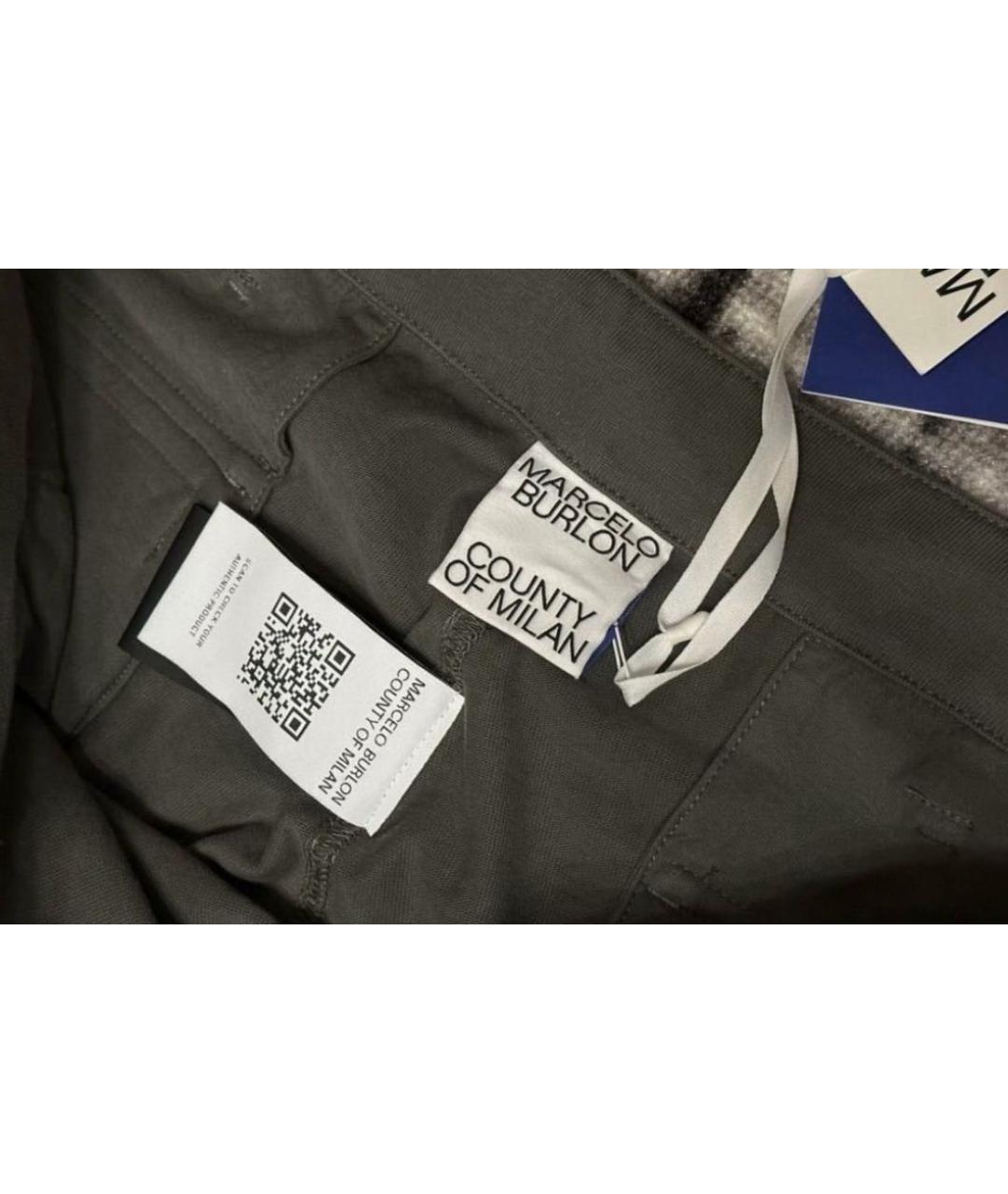 MARCELO BURLON Хаки хлопковые повседневные брюки, фото 6