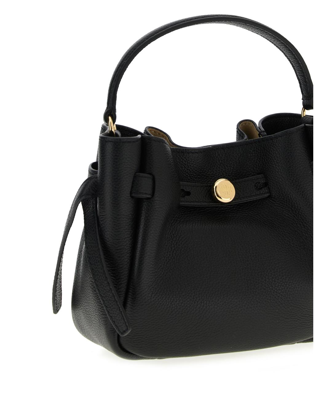 TORY BURCH Черная кожаная сумка с короткими ручками, фото 3