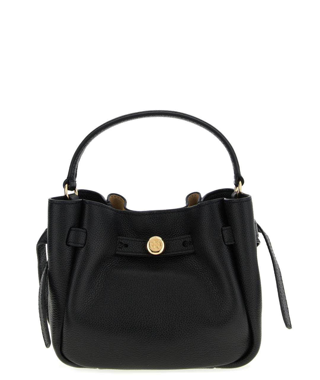 TORY BURCH Черная кожаная сумка с короткими ручками, фото 1