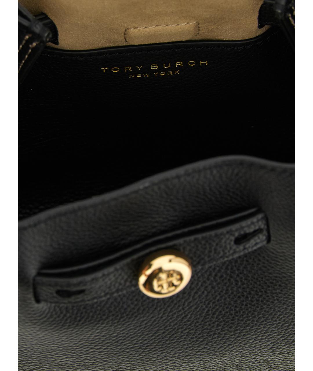 TORY BURCH Черная кожаная сумка с короткими ручками, фото 4