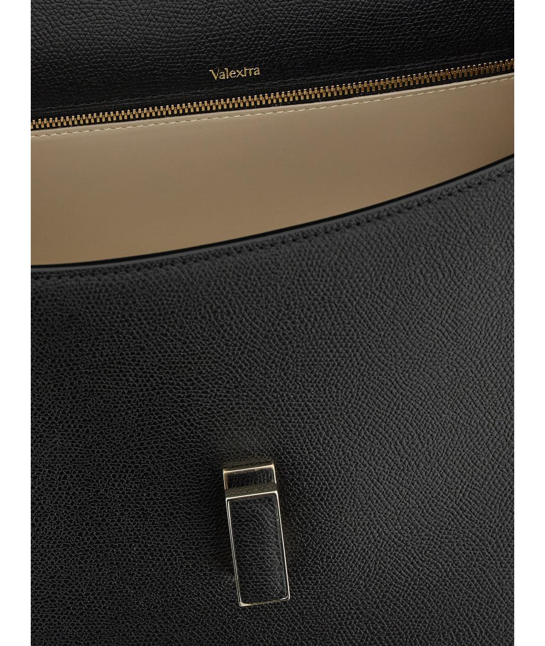VALEXTRA Черная кожаная сумка с короткими ручками, фото 4
