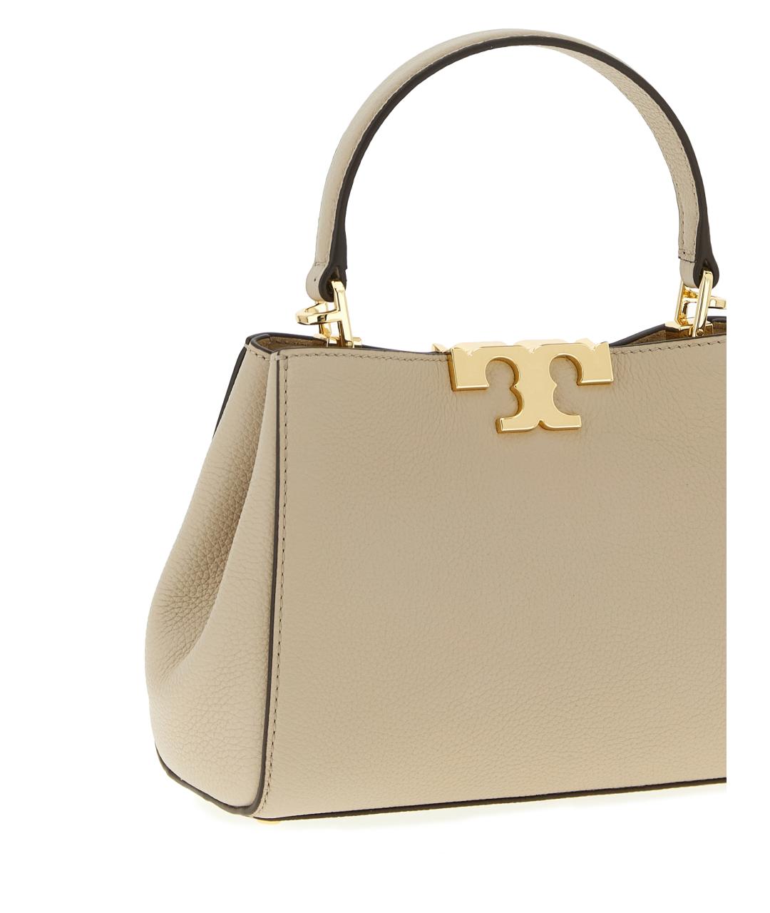 TORY BURCH Бежевая кожаная сумка с короткими ручками, фото 3