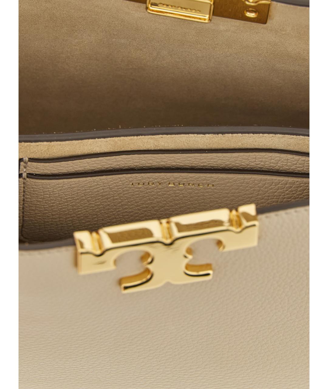 TORY BURCH Бежевая кожаная сумка с короткими ручками, фото 4