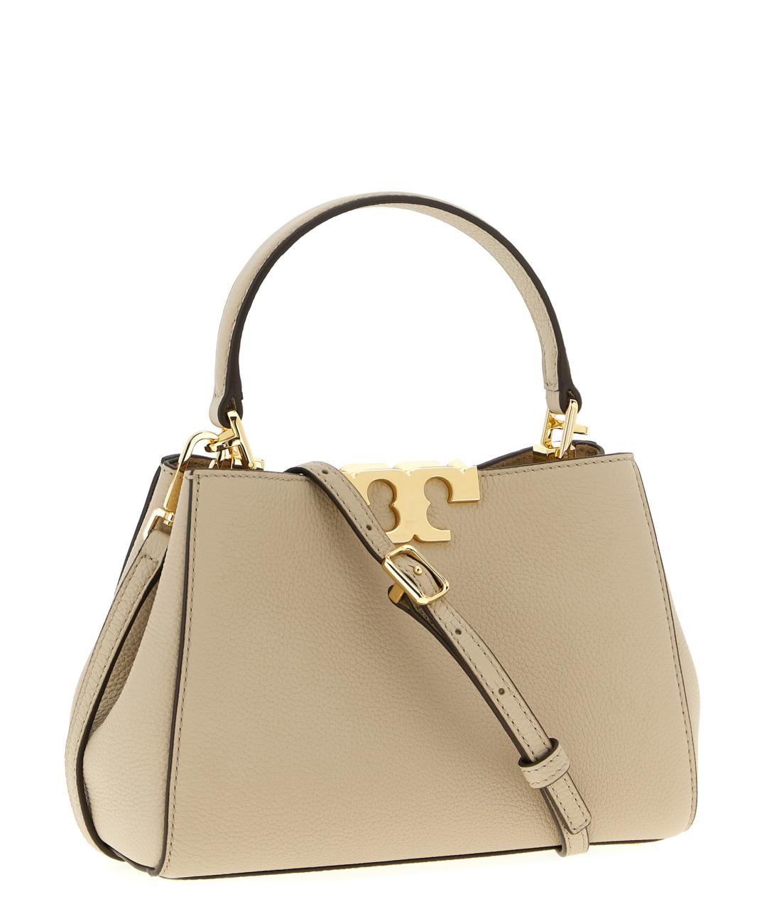 TORY BURCH Бежевая кожаная сумка с короткими ручками, фото 2