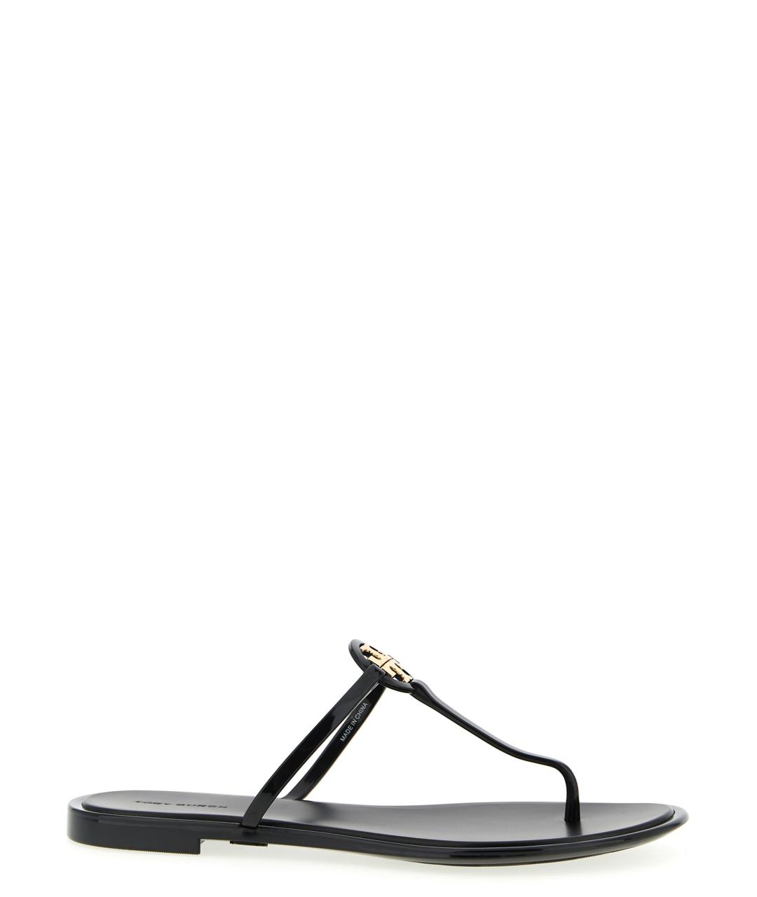 TORY BURCH Черные резиновые шлепанцы, фото 1