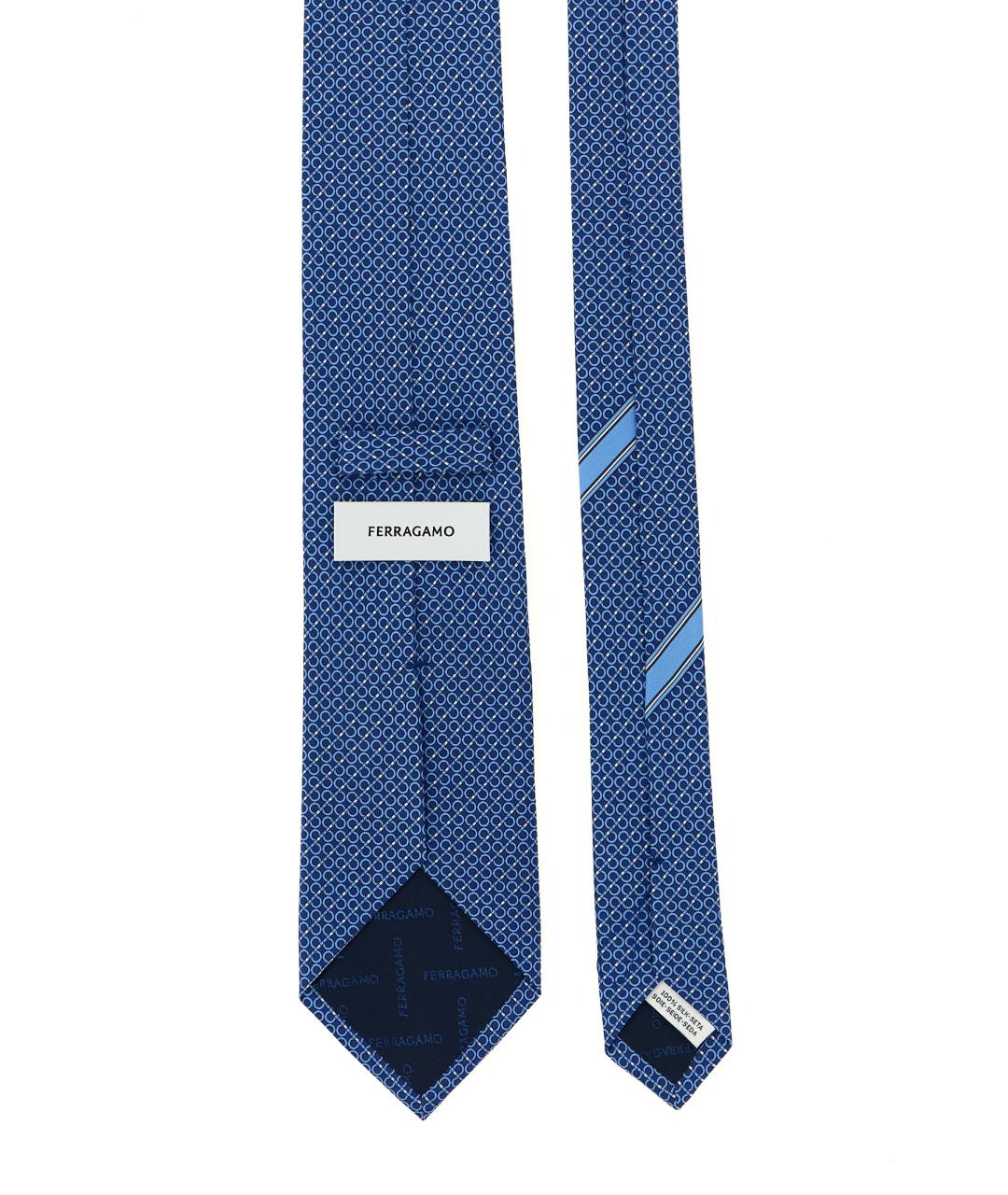 FERRAGAMO Синий шелковый галстук, фото 2