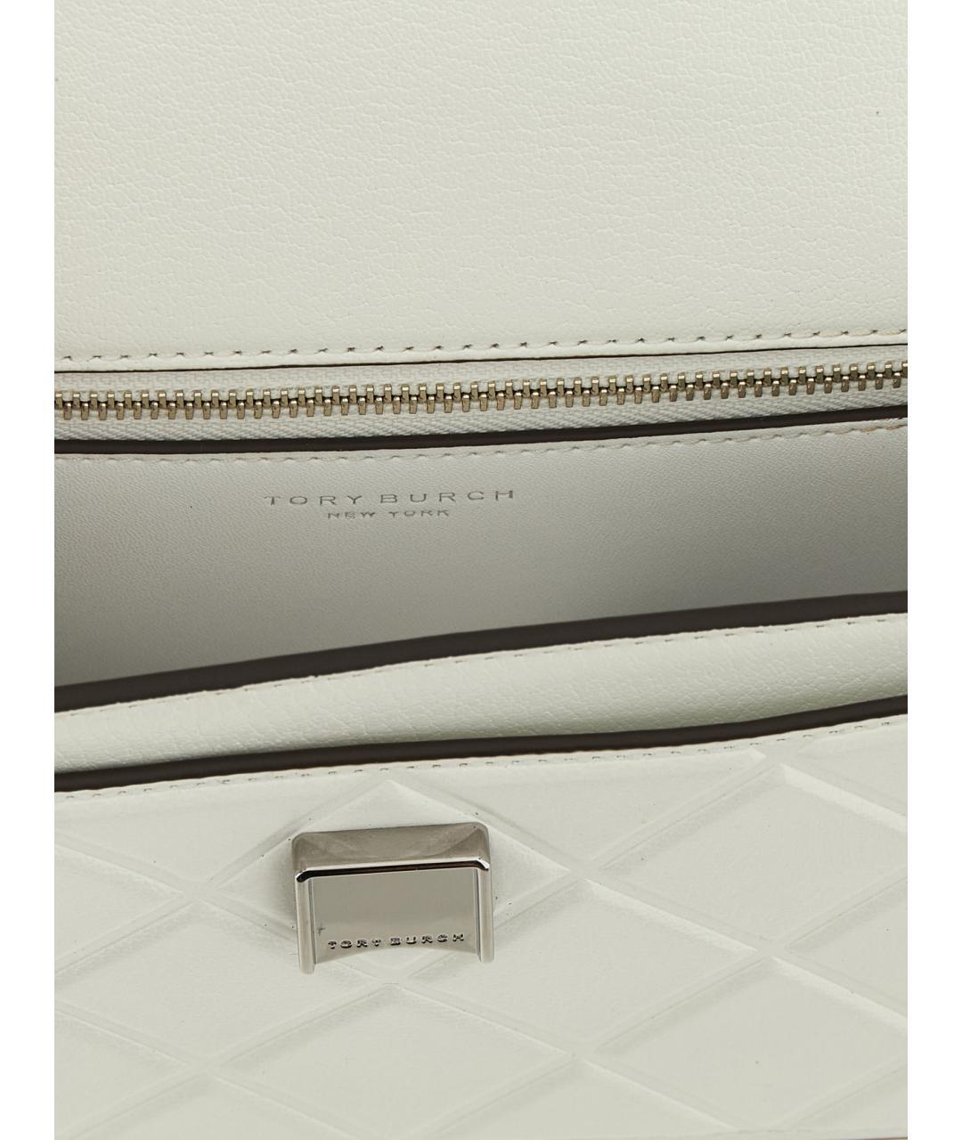 TORY BURCH Белая кожаная сумка через плечо, фото 4