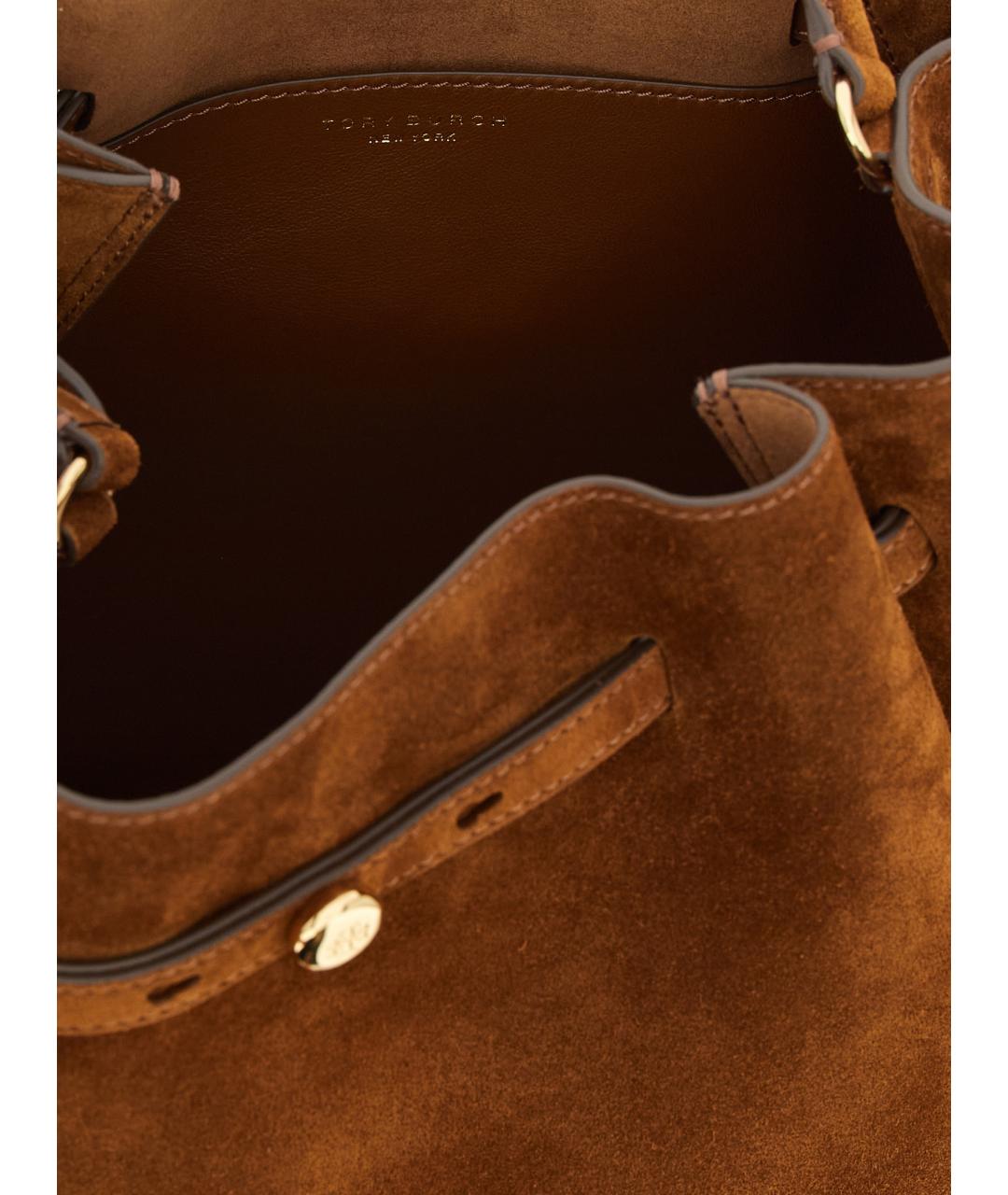 TORY BURCH Коричневая замшевая сумка через плечо, фото 4