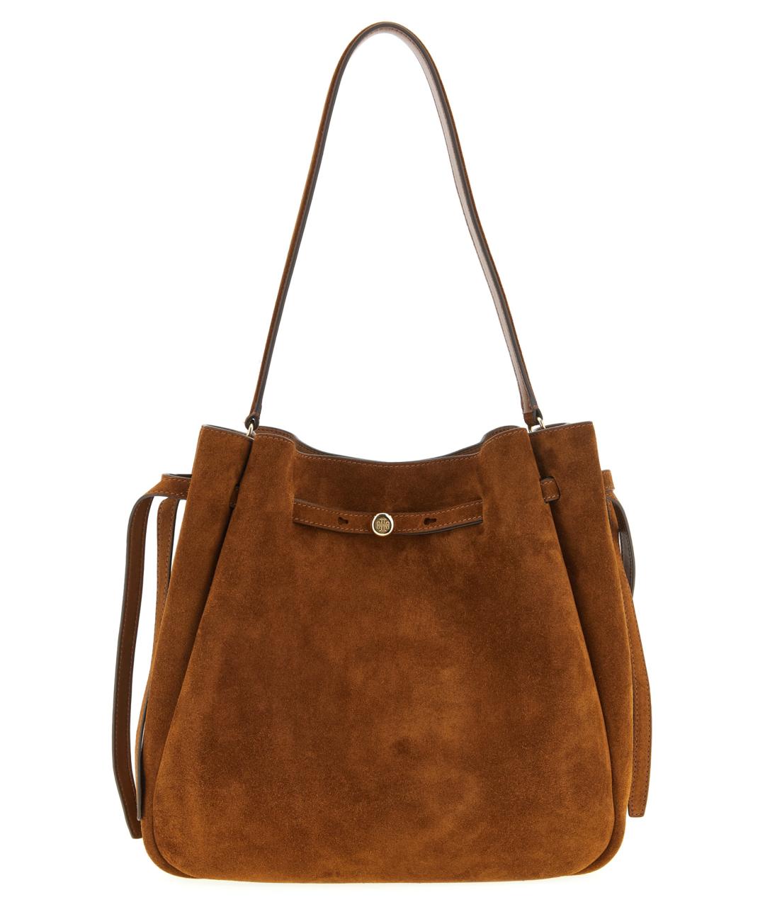 TORY BURCH Коричневая замшевая сумка через плечо, фото 1