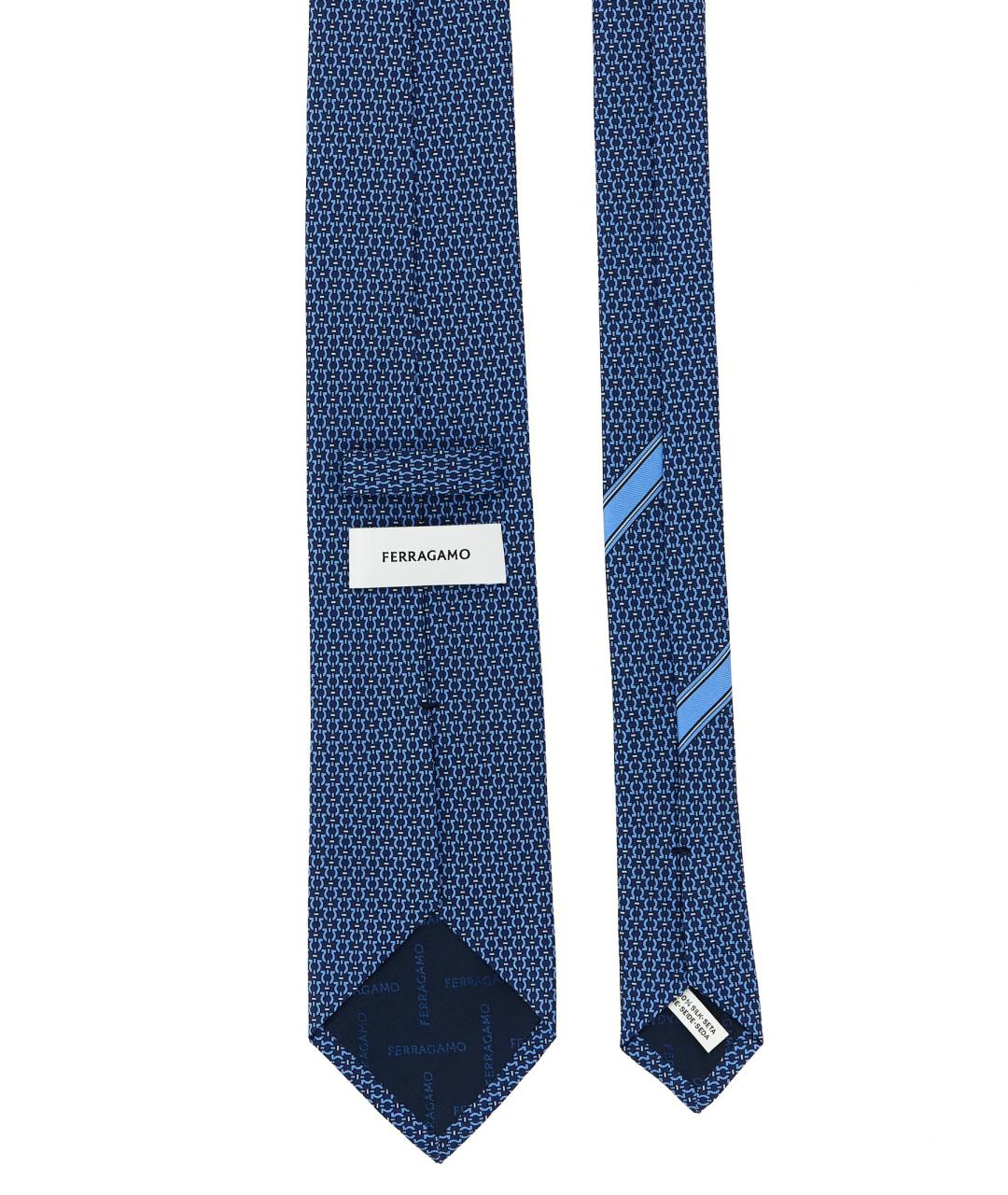 FERRAGAMO Синий шелковый галстук, фото 2