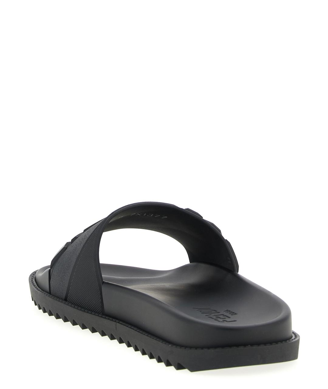 FENDI Черные резиновые шлепанцы, фото 3