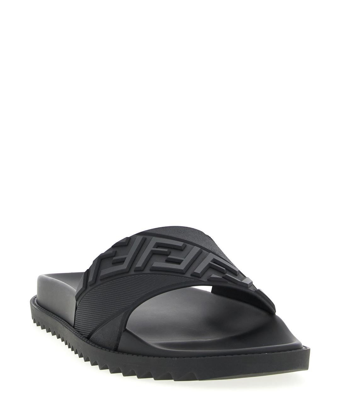 FENDI Черные резиновые шлепанцы, фото 2