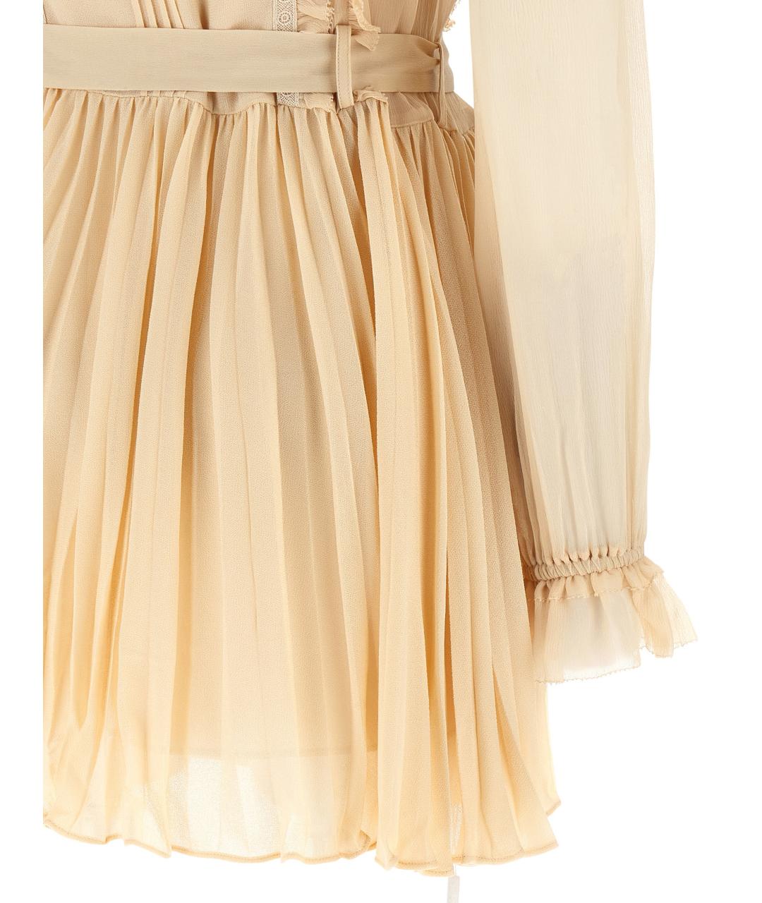 SELF-PORTRAIT Бежевое вискозное платье, фото 4