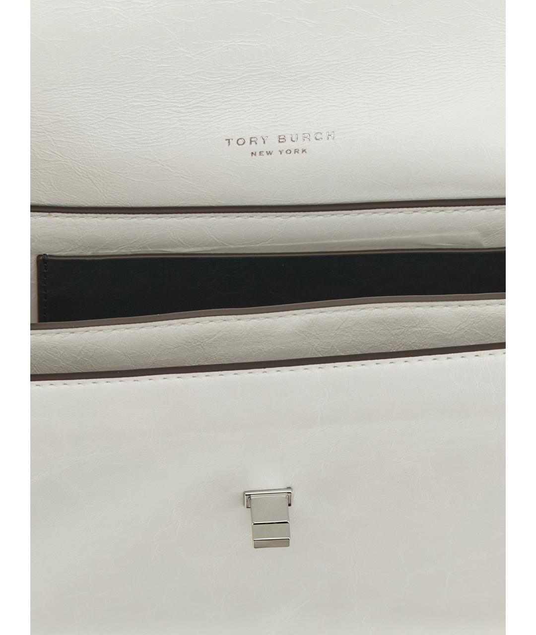 TORY BURCH Белая кожаная сумка через плечо, фото 4