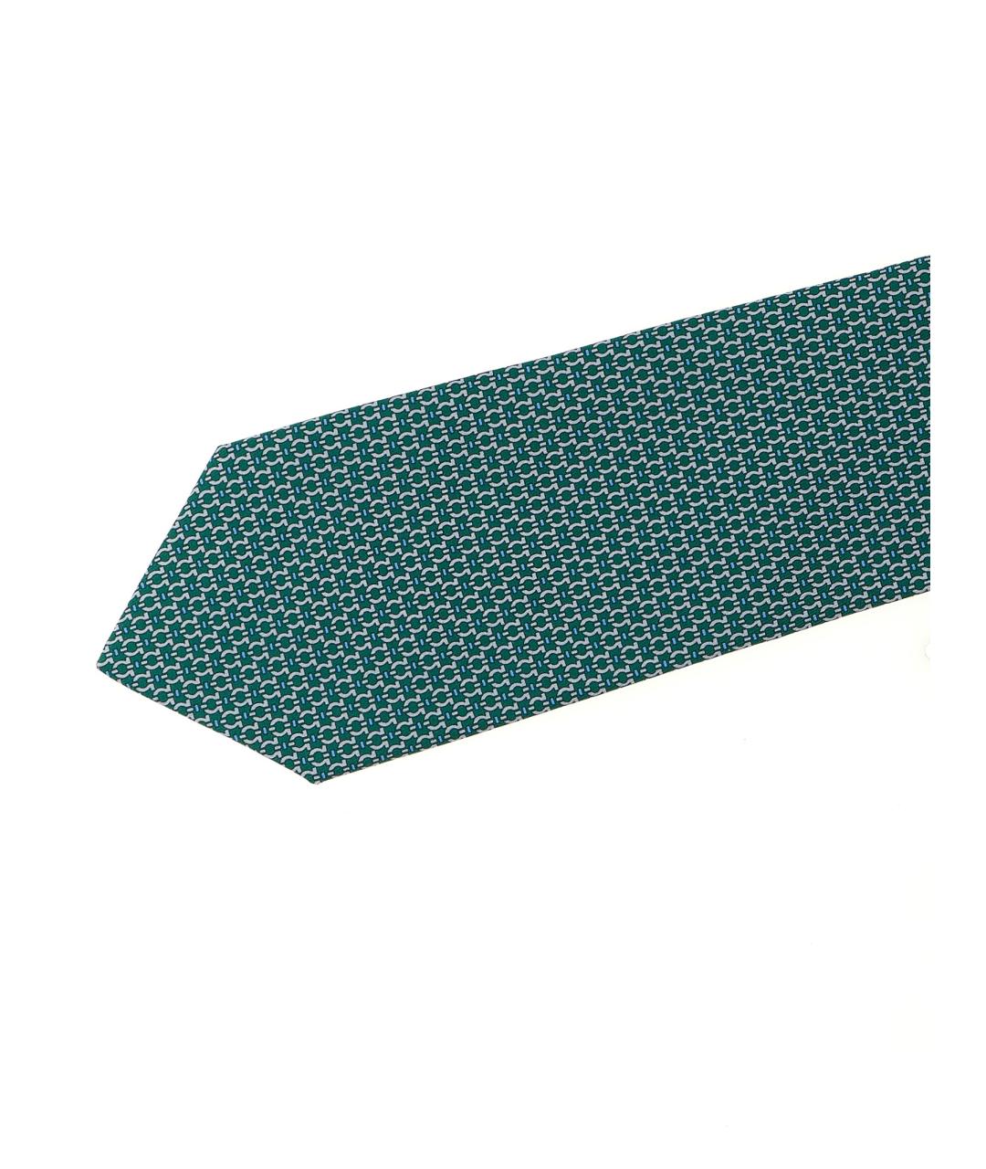 FERRAGAMO Зеленый шелковый галстук, фото 3