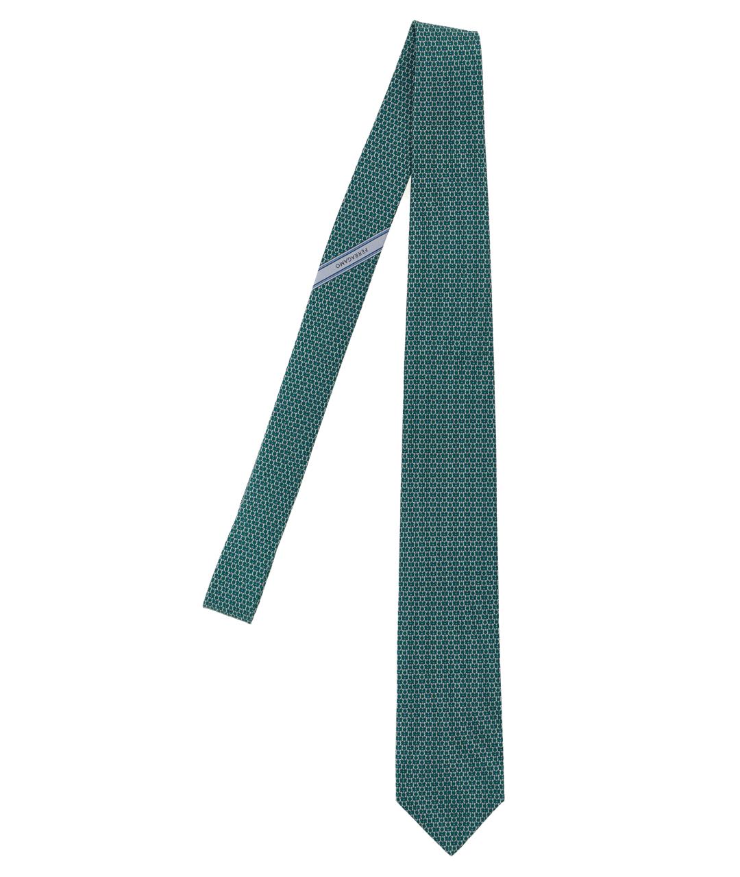 FERRAGAMO Зеленый шелковый галстук, фото 1