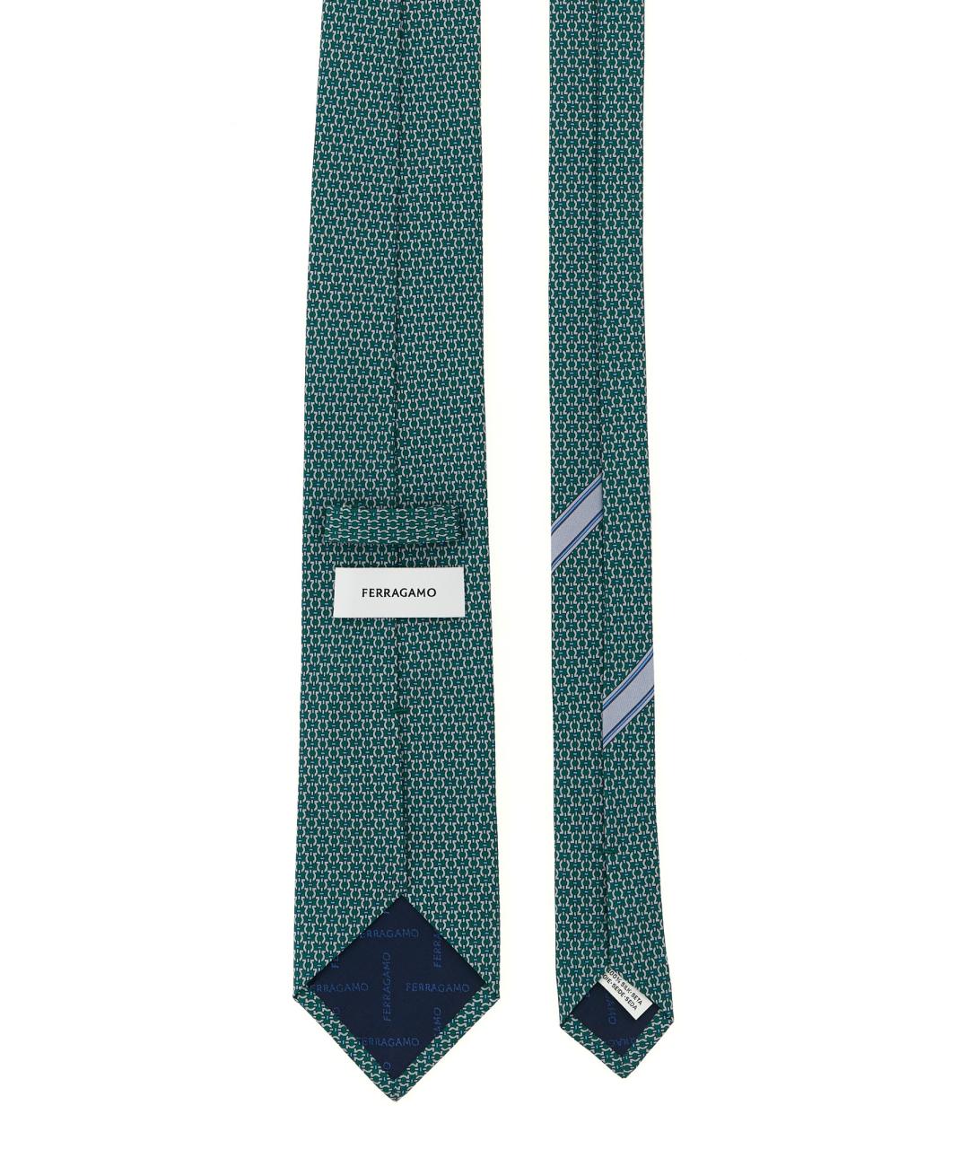 FERRAGAMO Зеленый шелковый галстук, фото 2