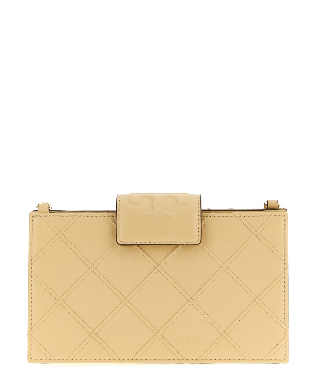 TORY BURCH Бежевый кожаный кошелек, фото 1