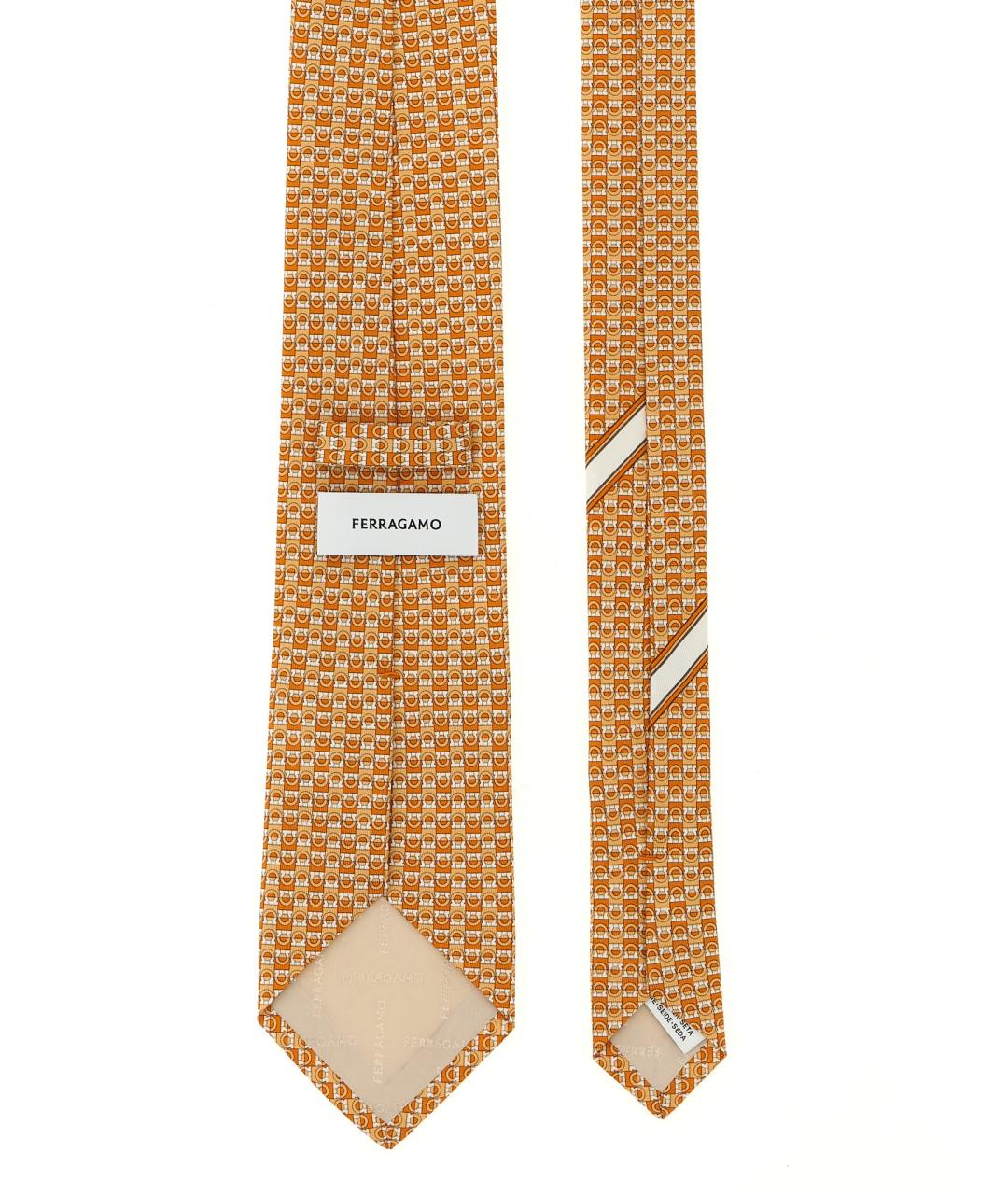 FERRAGAMO Оранжевый шелковый галстук, фото 2