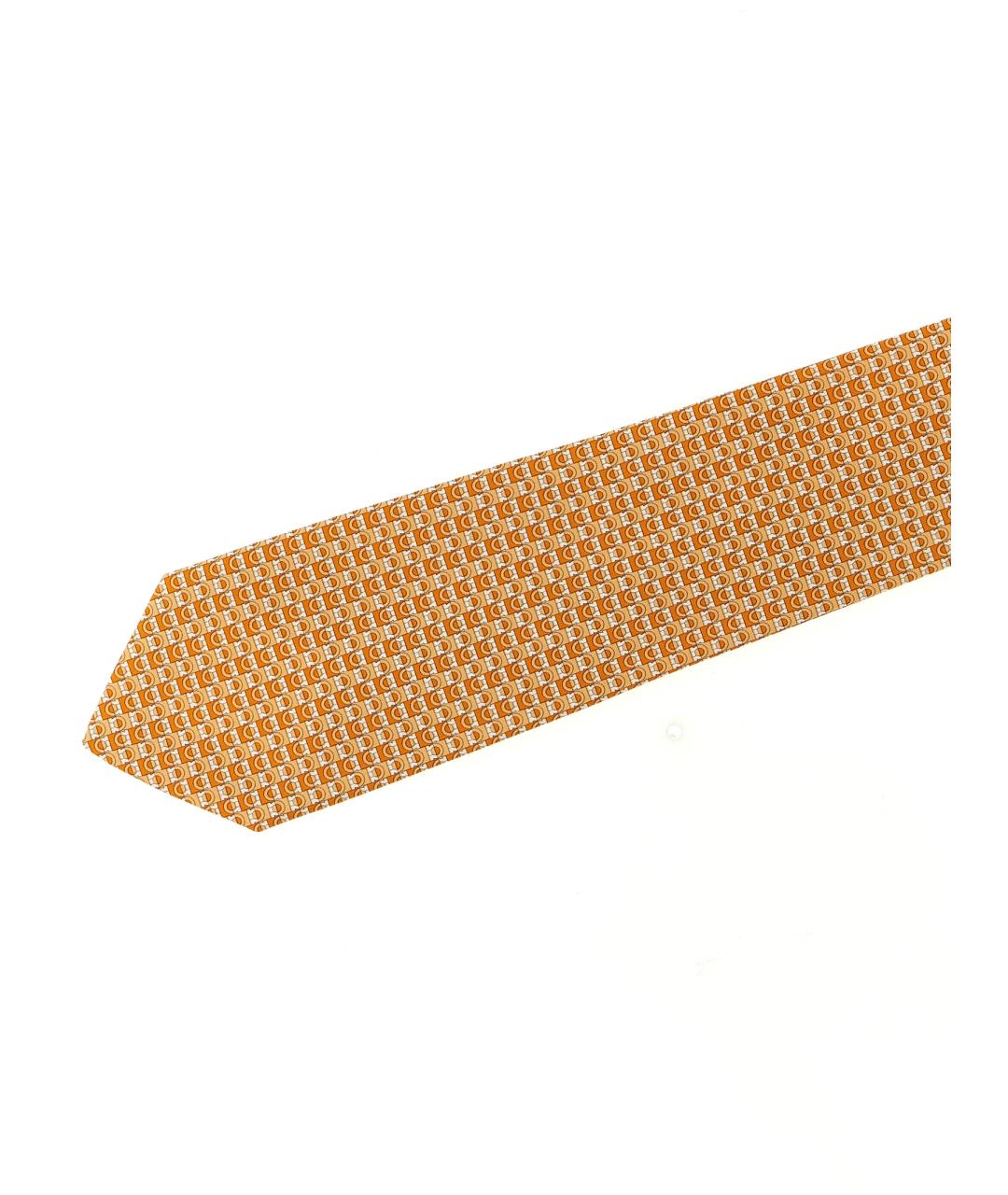 FERRAGAMO Оранжевый шелковый галстук, фото 3