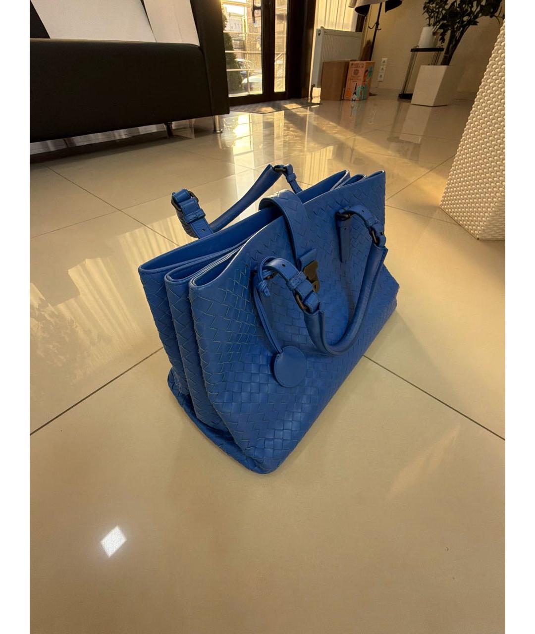 BOTTEGA VENETA Голубая кожаная сумка с короткими ручками, фото 2