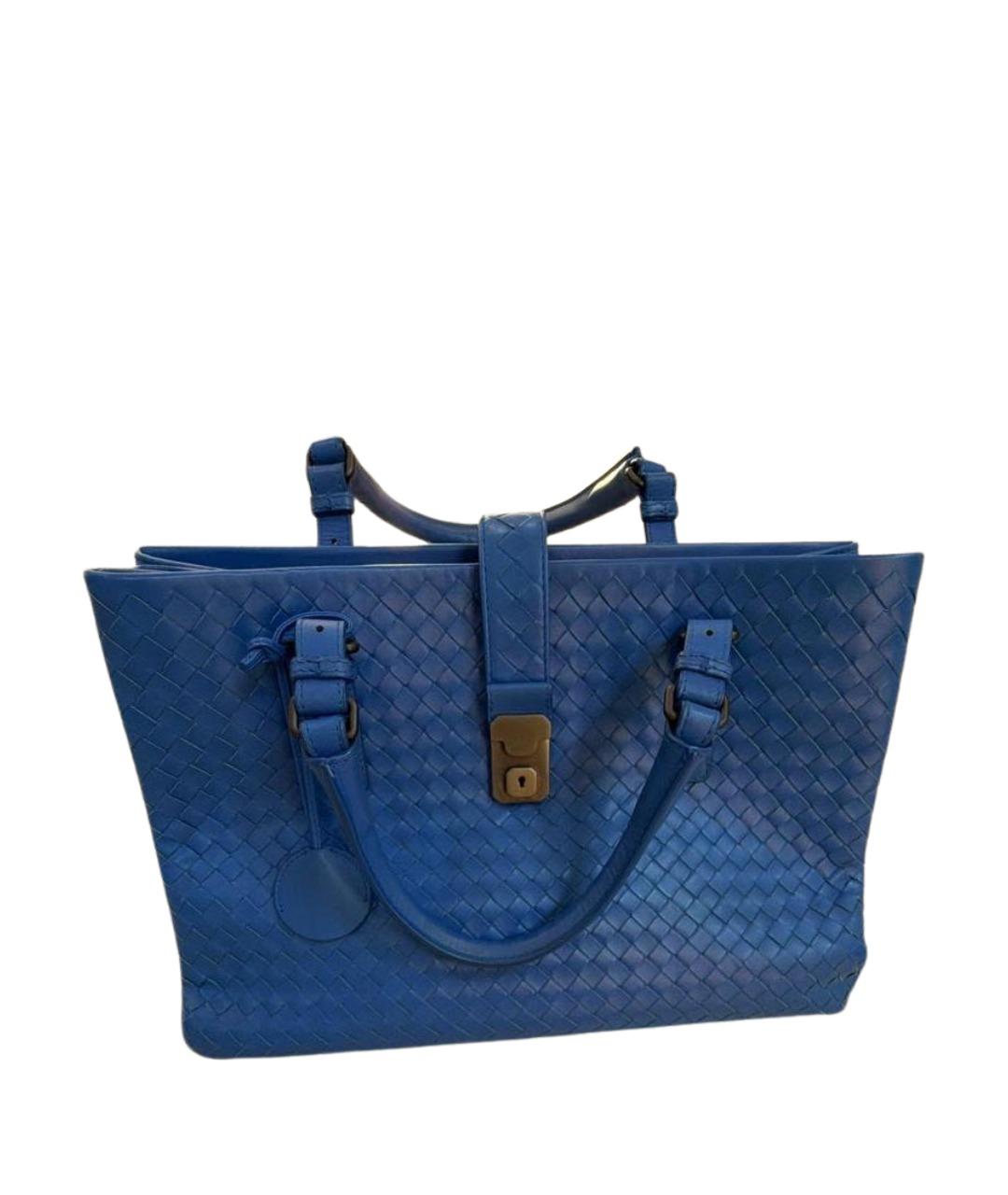 BOTTEGA VENETA Голубая кожаная сумка с короткими ручками, фото 1