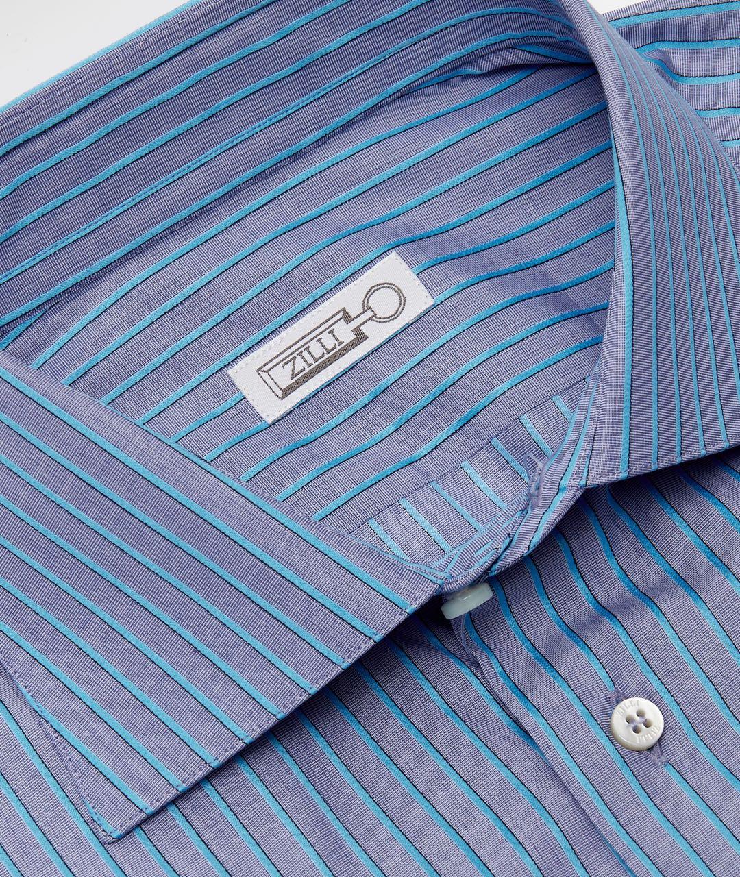 ZILLI Голубая хлопковая кэжуал рубашка, фото 3
